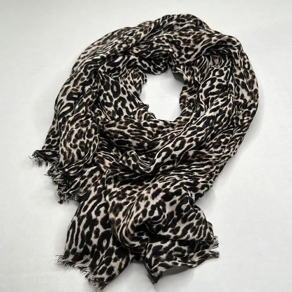 J crew Factory Animal print scarf black ivory brown